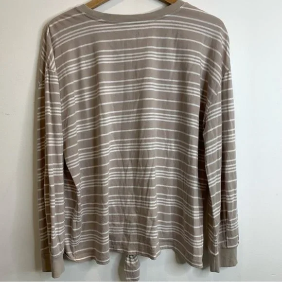 Garnet Hill Knotted Long-Sleeve Tee Dove Stripe - Picture 9 of 10